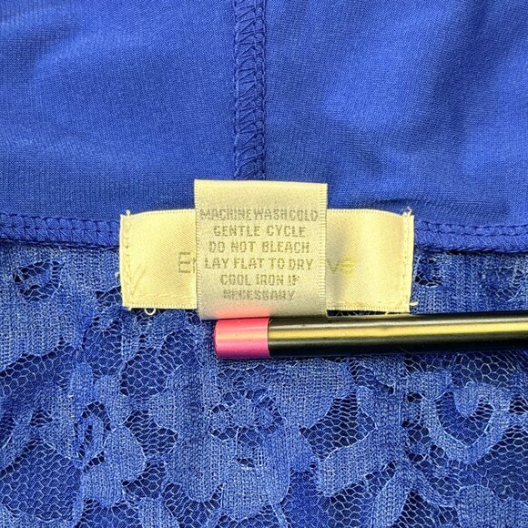 Emma & Olive Blue Faux 2 Piece Cardigan & Shirt XL Lace Back Asymmetrical Hem - Picture 11 of 11